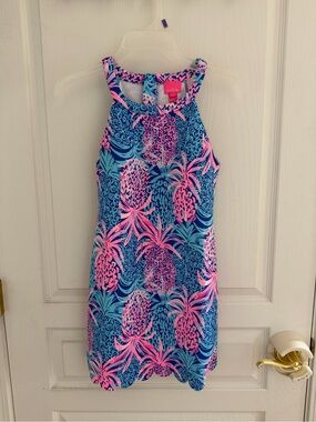 Lilly Pulitzer Girls Blue Pink Pineapple Print Dress
